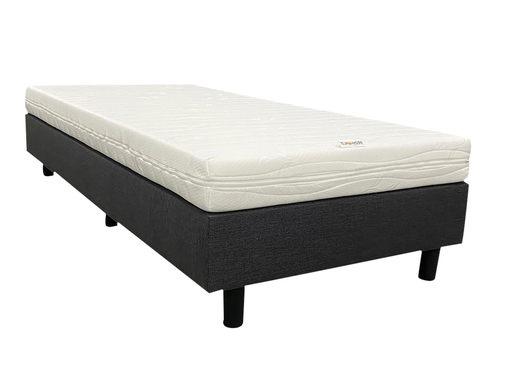 Boxspring antraciet 80x180 inclusief logeer matras hard ligcomfort - Bedworld B.V.